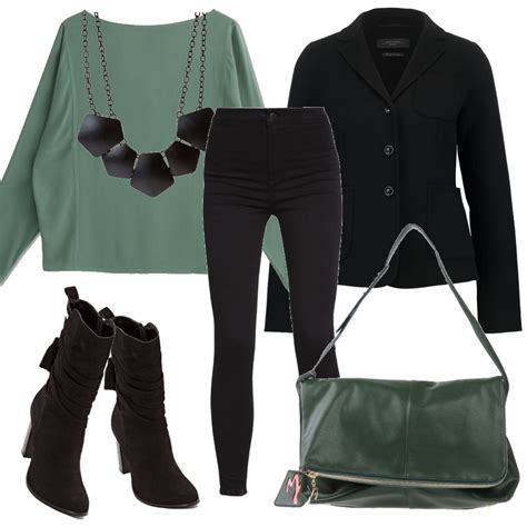 outfit verde e nero